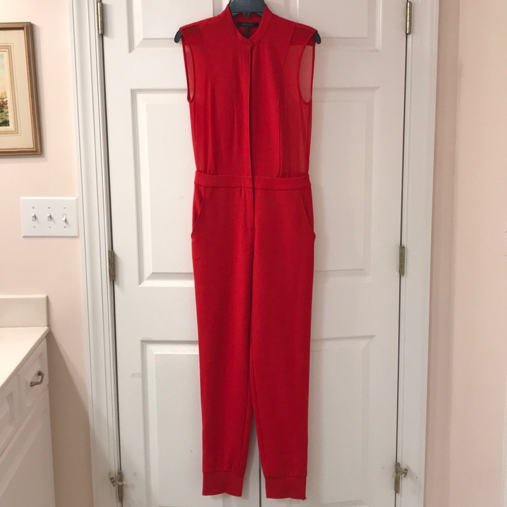 BCBG red jumpsuit